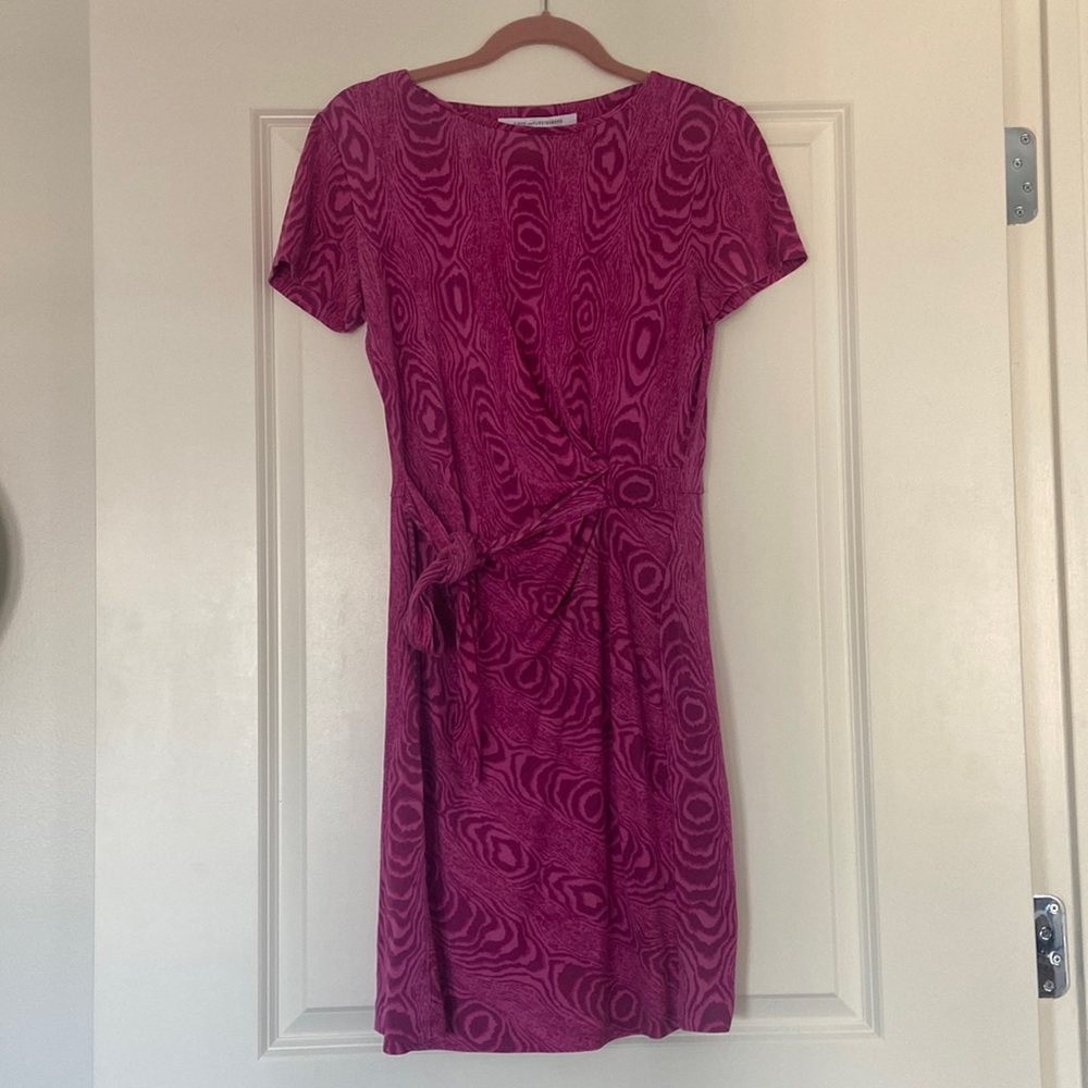 DVF cotton minidress in fuchsia, size 10